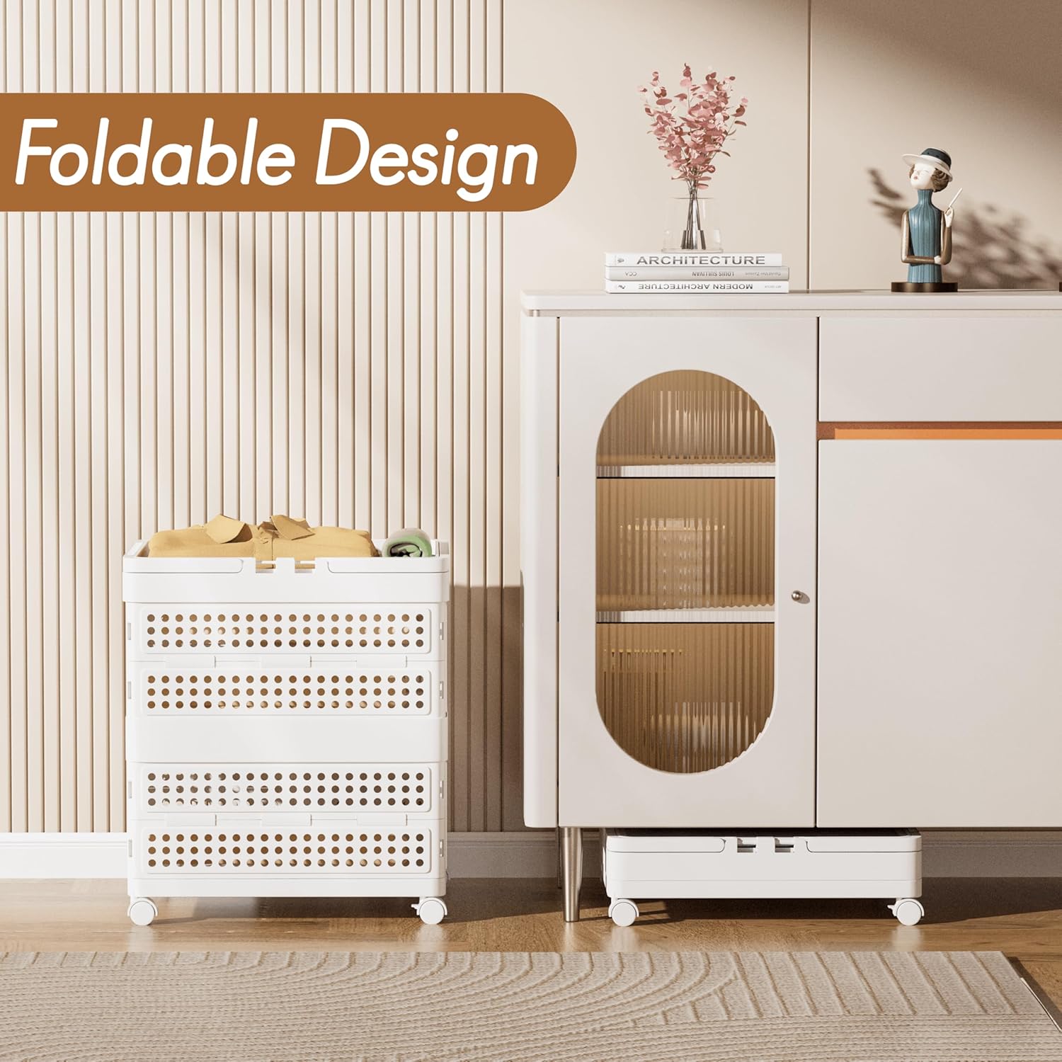 Proarea Collapsible Laundry Basket with Wheels & Handle — Large Stackable Laundry Hamper, Portable Laundry Tote & Clothes Organizer for Bathroom, Bedroom, Laundry Room 3Layer