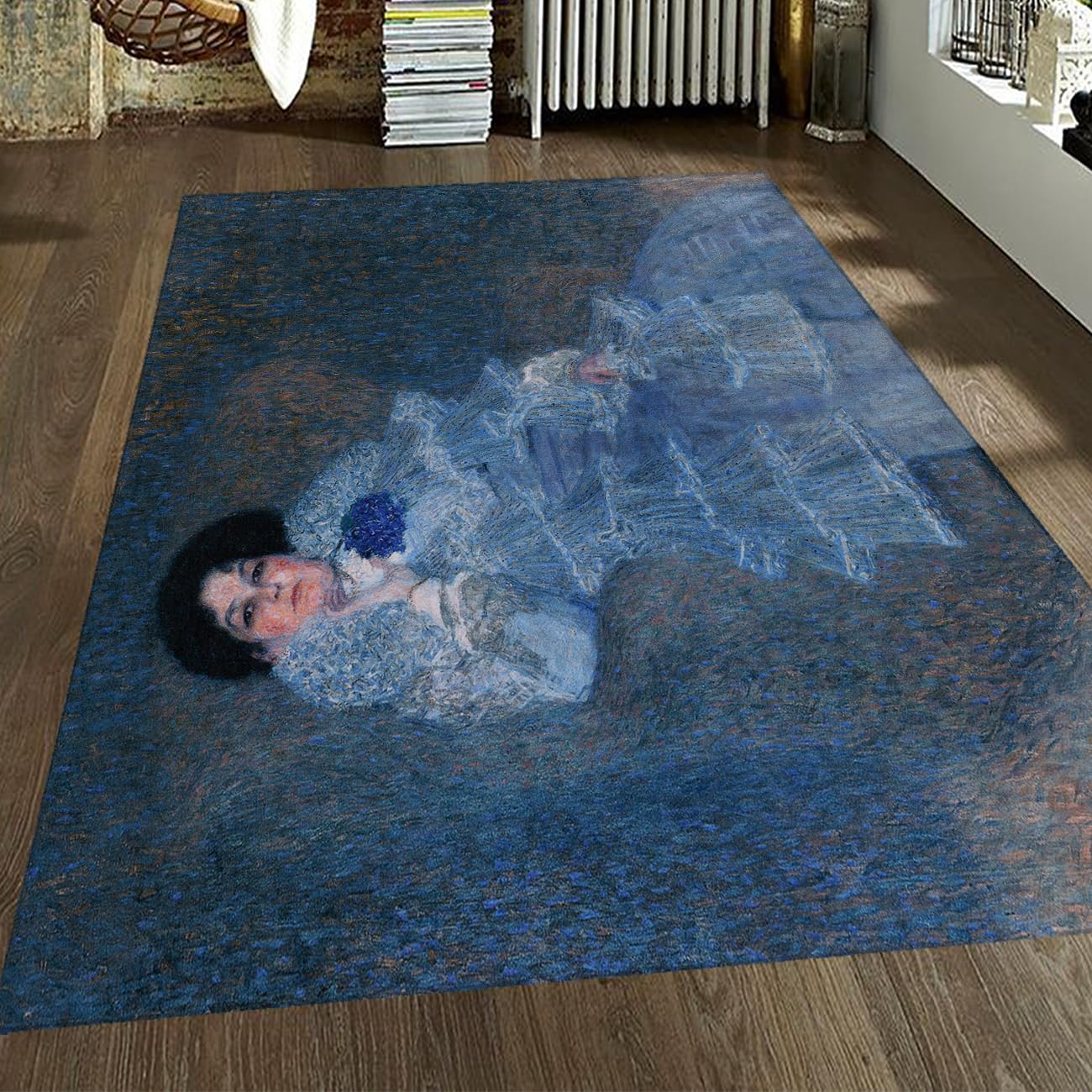 Tapis de cuisine bleu Gustav Klimt lavable et pliable pour couloir et salon