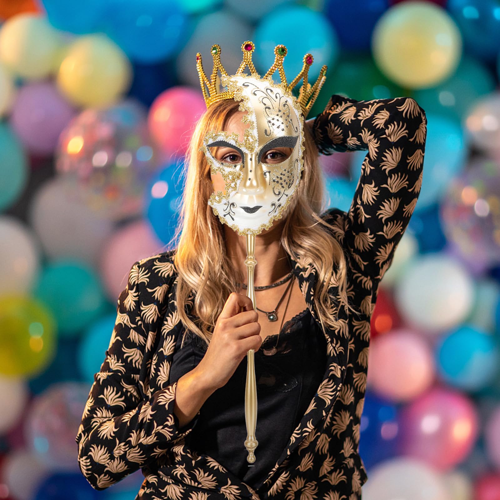 Uonlytech 4 Piezas Máscara Veneciana Negra de Plástico para Fiesta de Mascarada, Fácil de Llevar y Estilo Sencillo, Adecuado para Fiestas y Actuaciones en Escenario