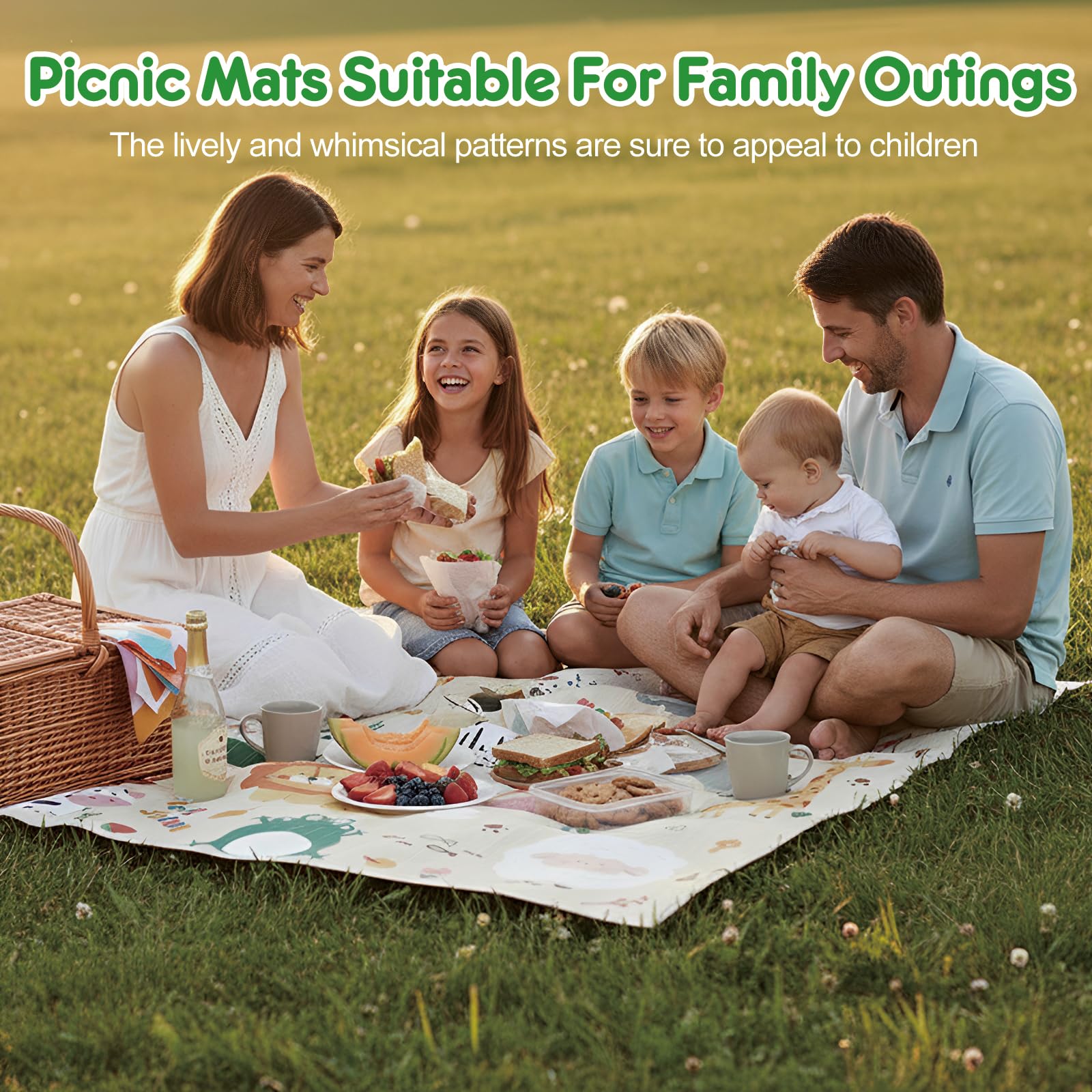 Coperta Picnic Impermeabile 150×210 cm Telo Portatile Pieghevole per Campeggio Spiaggia Giardino
