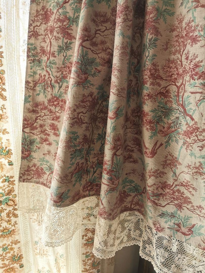 アンティーク 1880年代トワルドジュイ鳥達の森 ミラネーゼレース装飾カーテンβ Amazon.co.jp: アンティーク 1880年代トワルドジュイ鳥達の森