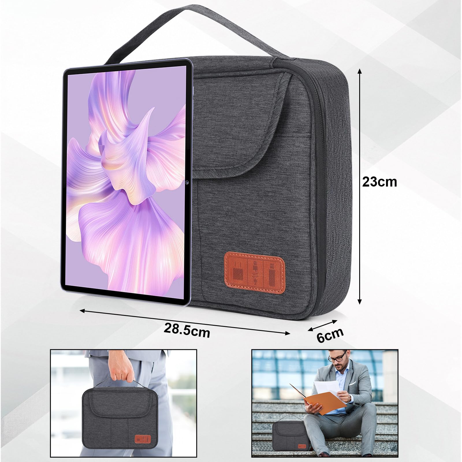 Cozary Organizador de Cables de Viaje, Bolsa para Cables Electrónicos, Viajes Accesorios para Cargadores, Memorias USB, Tarjetas SD y Accesorios Adaptadores, 28.5x23x6cm, Negro