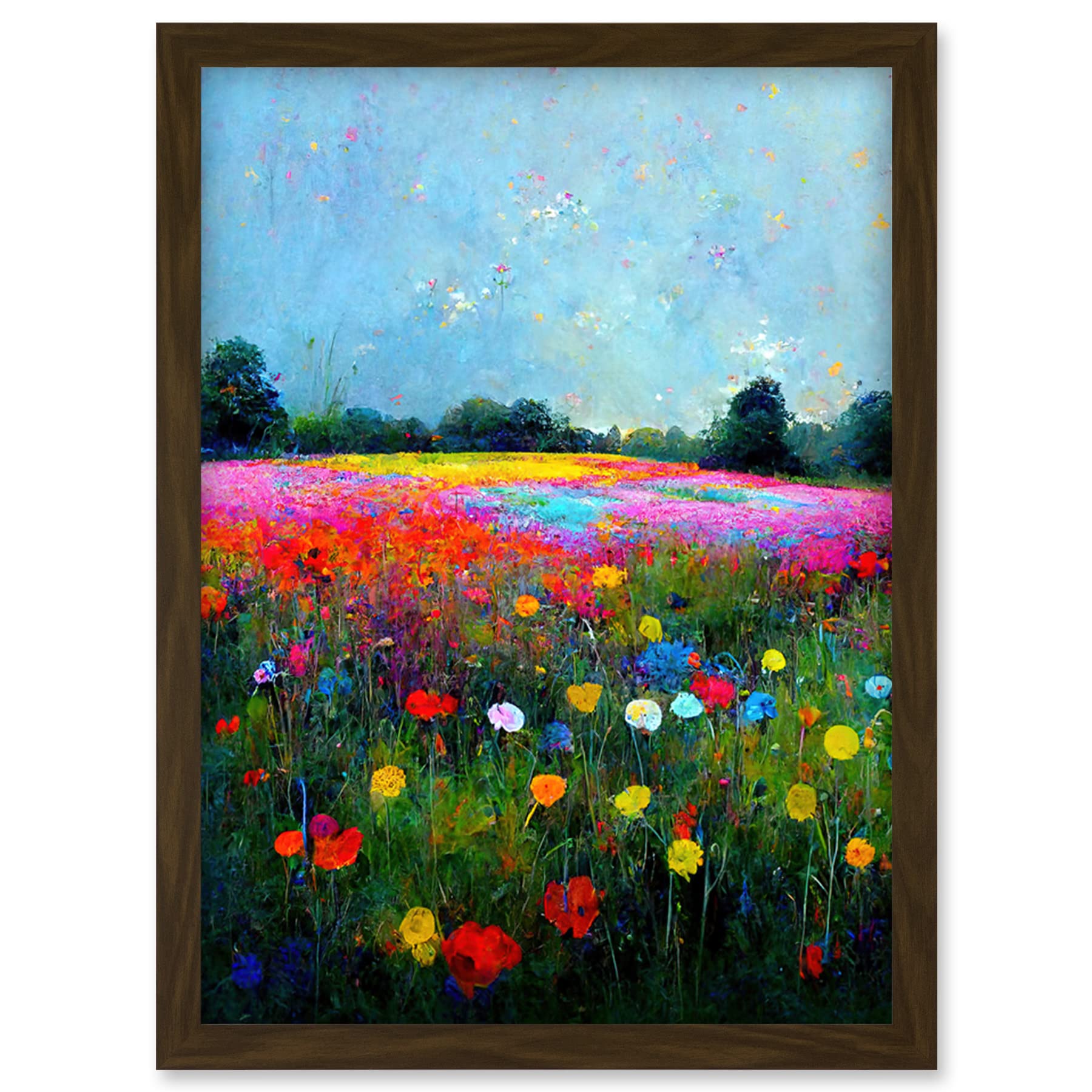 Doppelganger33 LTD Delicate Wildflower Meadow Abstract Colourful Modern Artwork Framed Wall Art Print A4