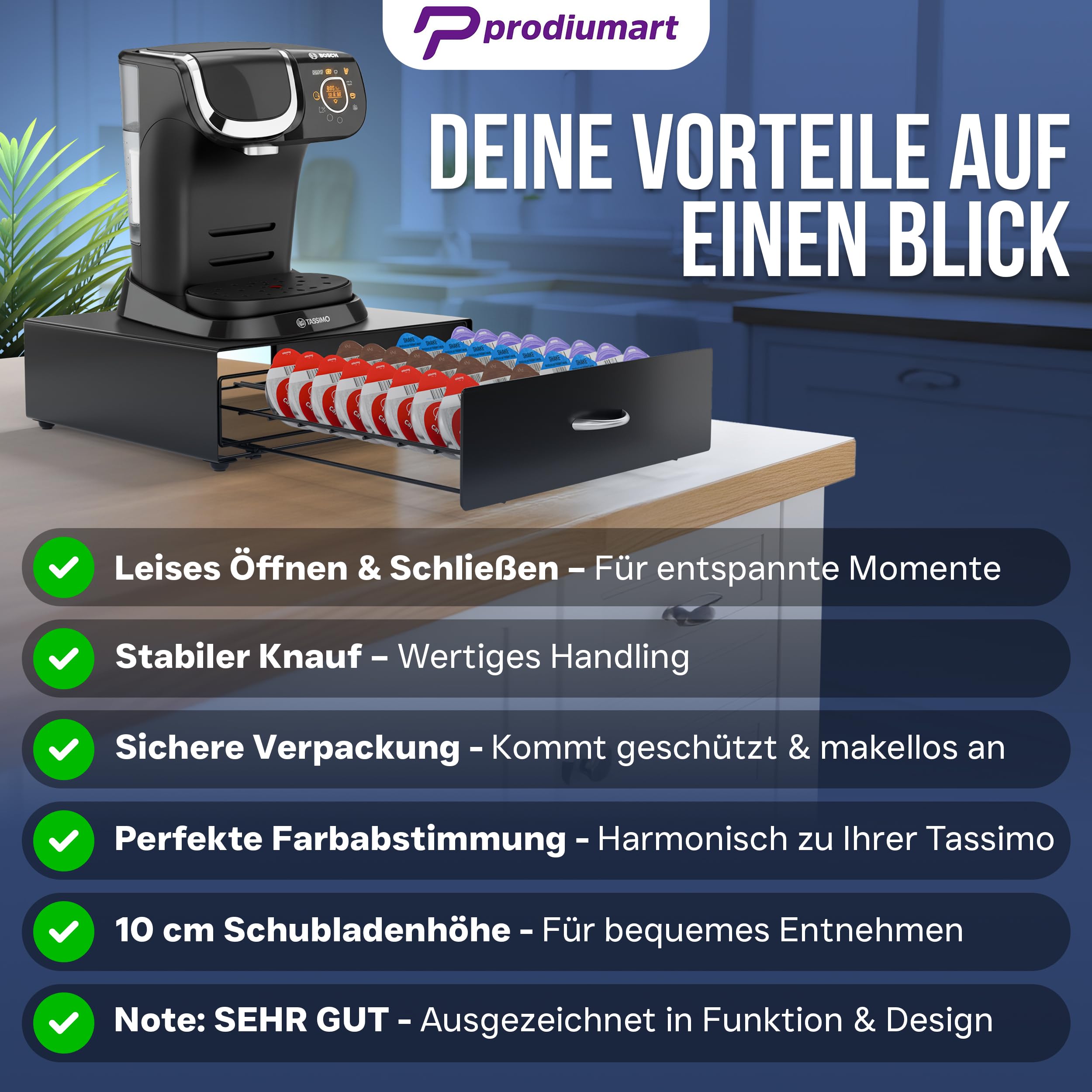 Kapselhalter kompatibel mit Tassimo Kapseln für bis zu 64 Kapseln, Eleganter Kapselspender, Kapselständer kompatibel mit Tassimo Kaffeemaschinen, Ordnung und Stil für Ihre Kaffeestation (Schwarz)