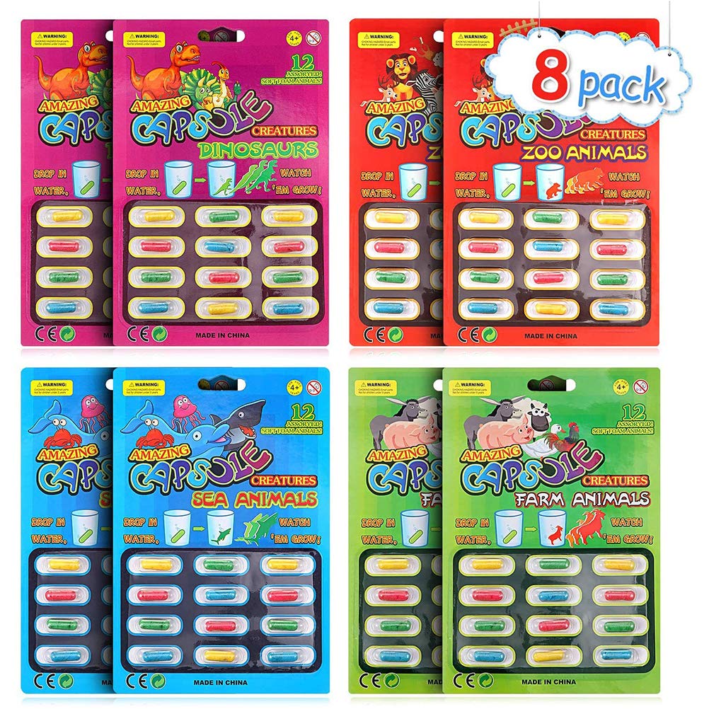 ASHATA Amazing Grow Capsules Fascinating 8 Pack Growing Animals Sea Dinosaur Capsules for Party Supply Motivational Rewards Zoo Themed Party (Colorful)