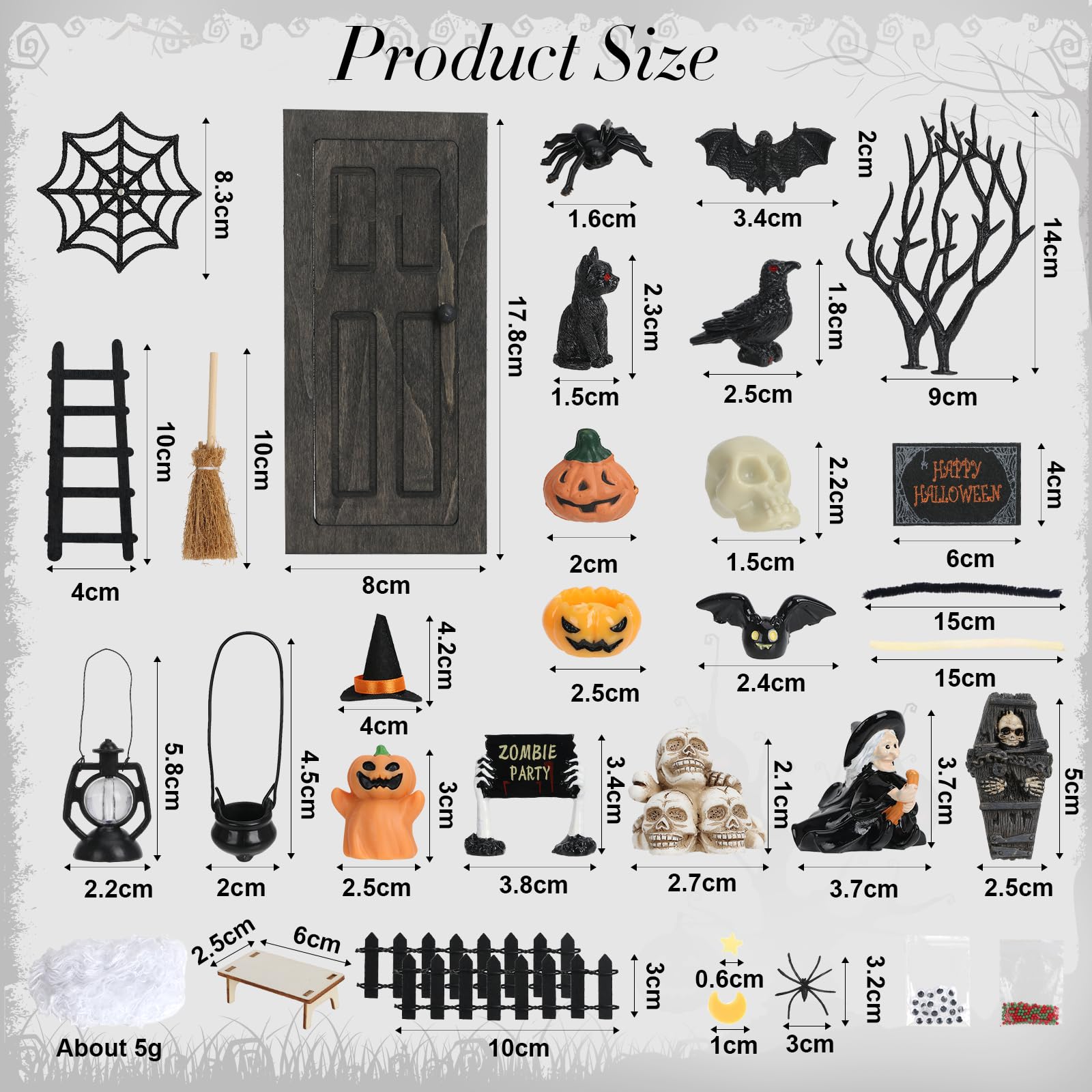 Set De 37 Accesorios Miniatura Para Casa De Muñecas De Halloween – Incluye Esqueletos, Arañas, Calabazas, Brujas Y Más, Ideal Para Decorar Y Crear Escenas De Terror