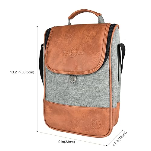 Miniatura 2 de Juego de 2 botellas de vino con aislamiento de cuero, bolsa aislante de cuero como regalo, diseño de lujo para 2 botellas para pícnicviajes, regalo