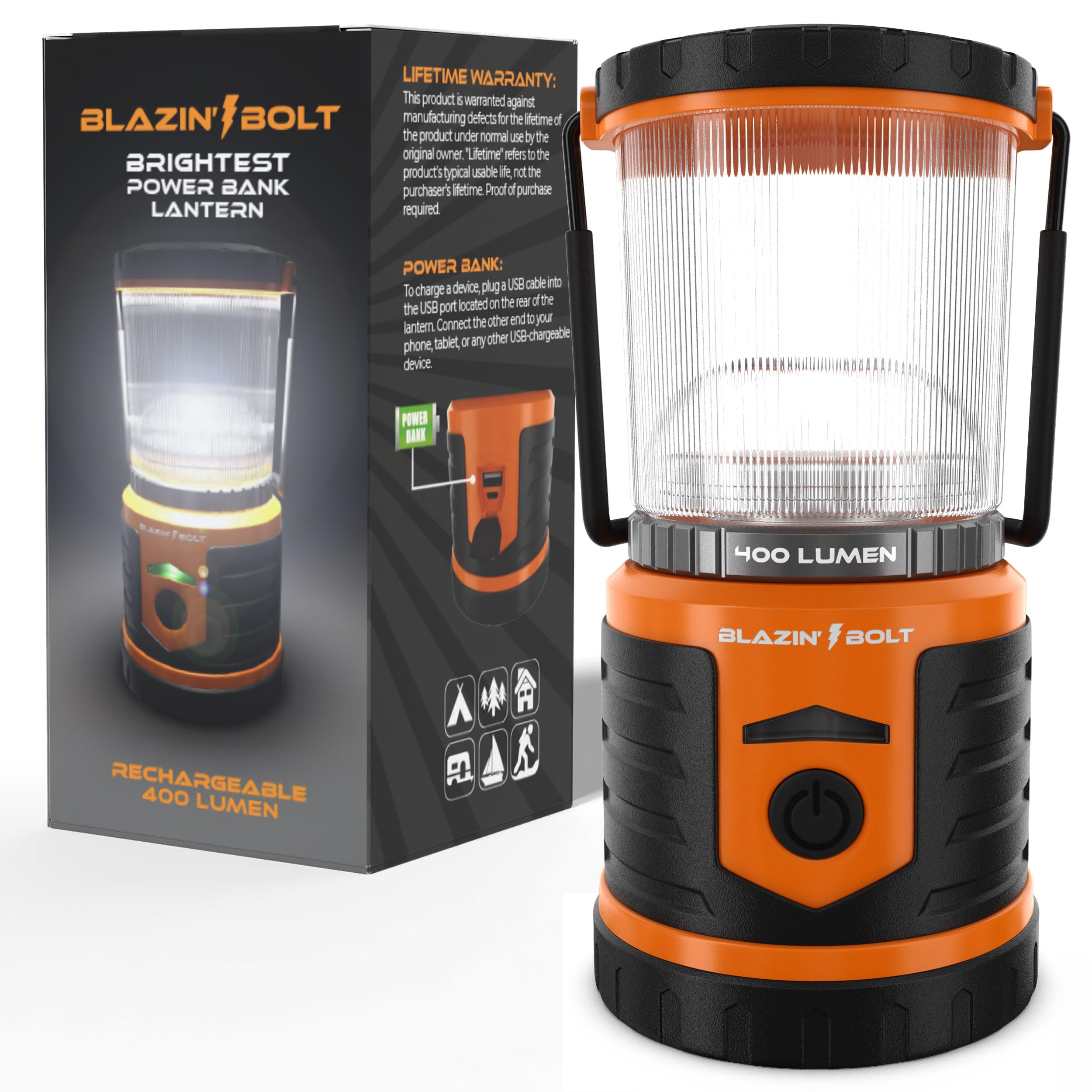 Amazon.com: Blazin Bolt Rugged USB Rechargeable Lantern | 6000mAh