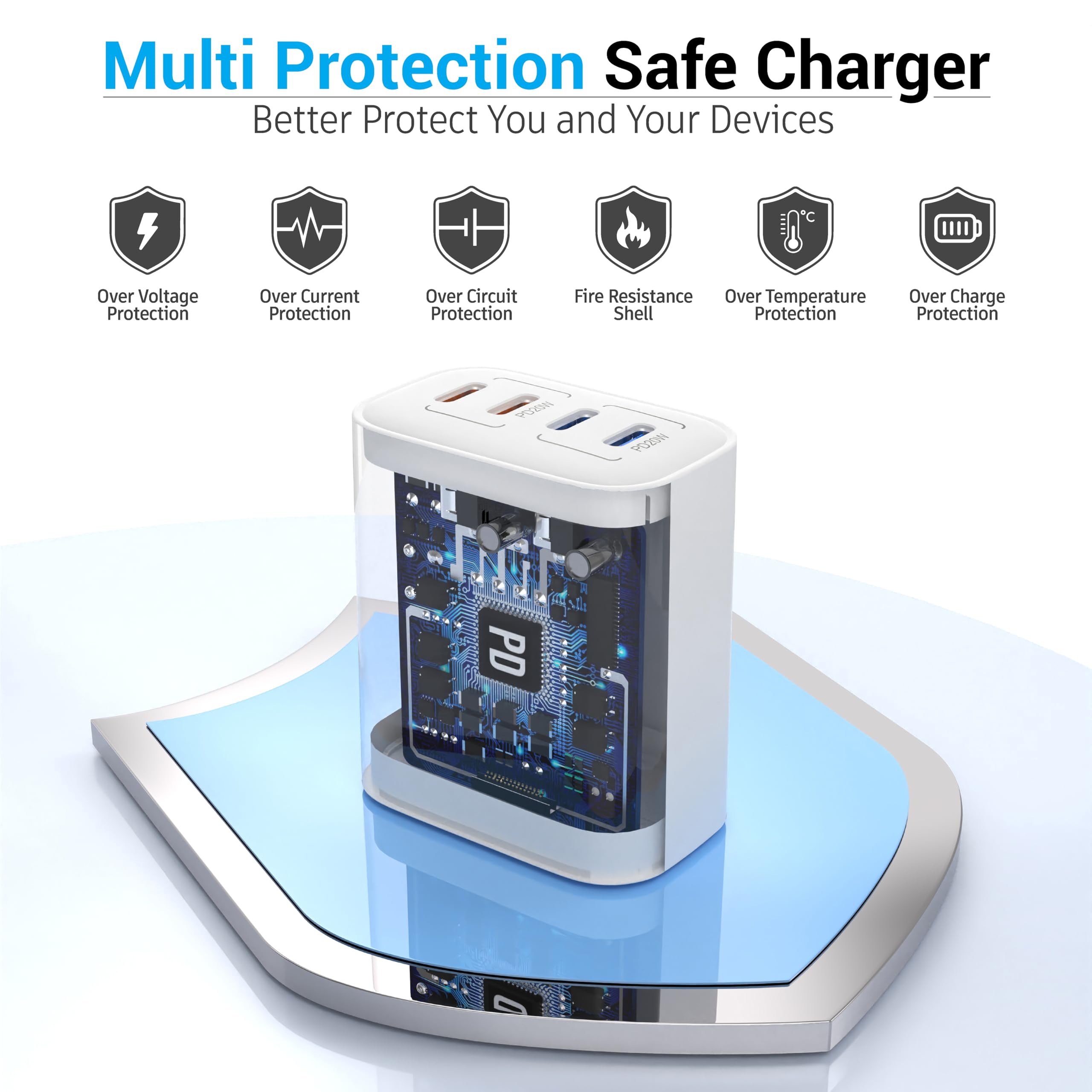 Snapklik.com : 40W USB C Charger Block, 2-Pack, 4 USBC Ports, Type C ...