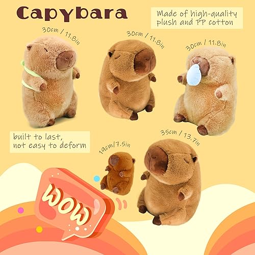 Miniatura 6 de TXDRRA Capybara - Juguete de peluche, lindo animal de peluche Capybara de color marrón suave, regalos para niños y niñas (peluche de Capybara grande)
