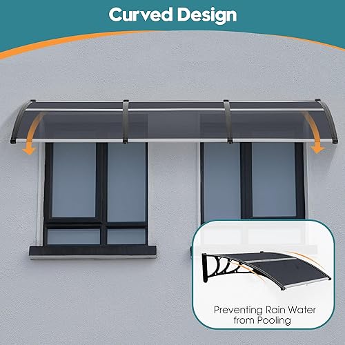 Miniatura 79 de MCombo Toldo para ventana de 39.8 x 37.8 pulgadas, para exteriores, de policarbonato, para patio, 6055-4040 (tablero gris con soporte negro)