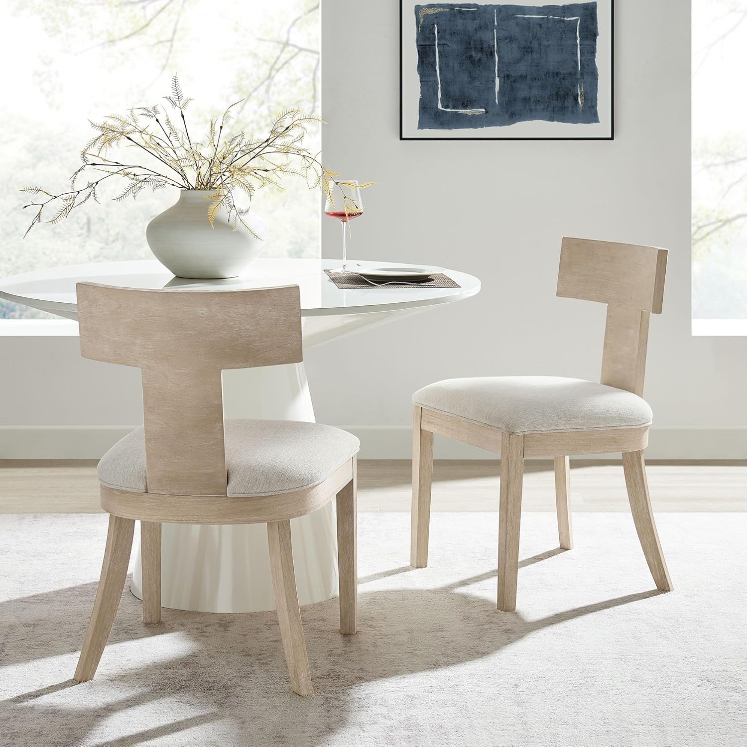 Modway Peregrine Upholstered Dining Chairs in Natural Heathered Weave Ivory
