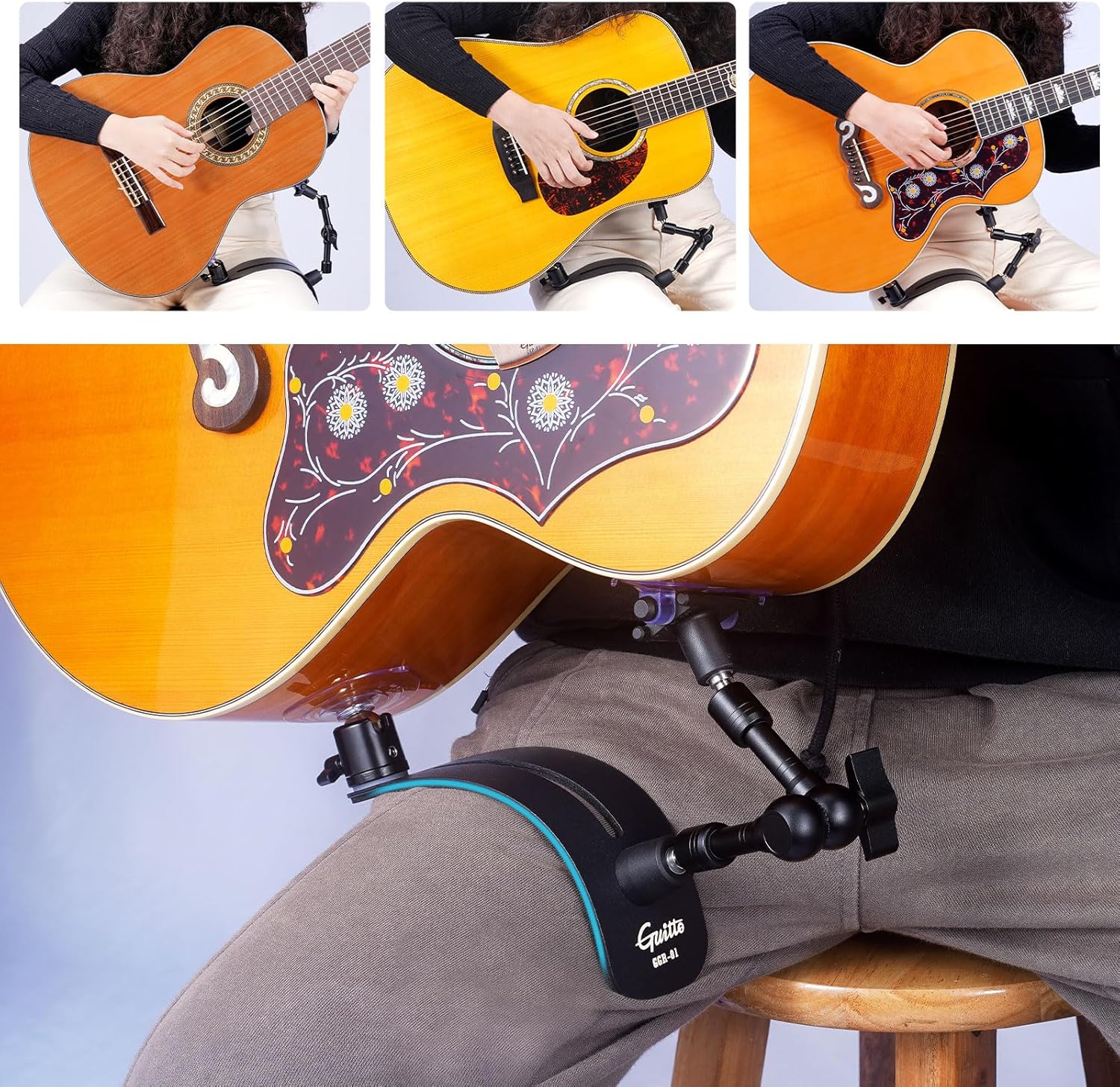GUITTO GGR-01 Guitar Balance Support & GGS-06 Universal Portable Adjustable Folding Hanging Guitar Floor Stands