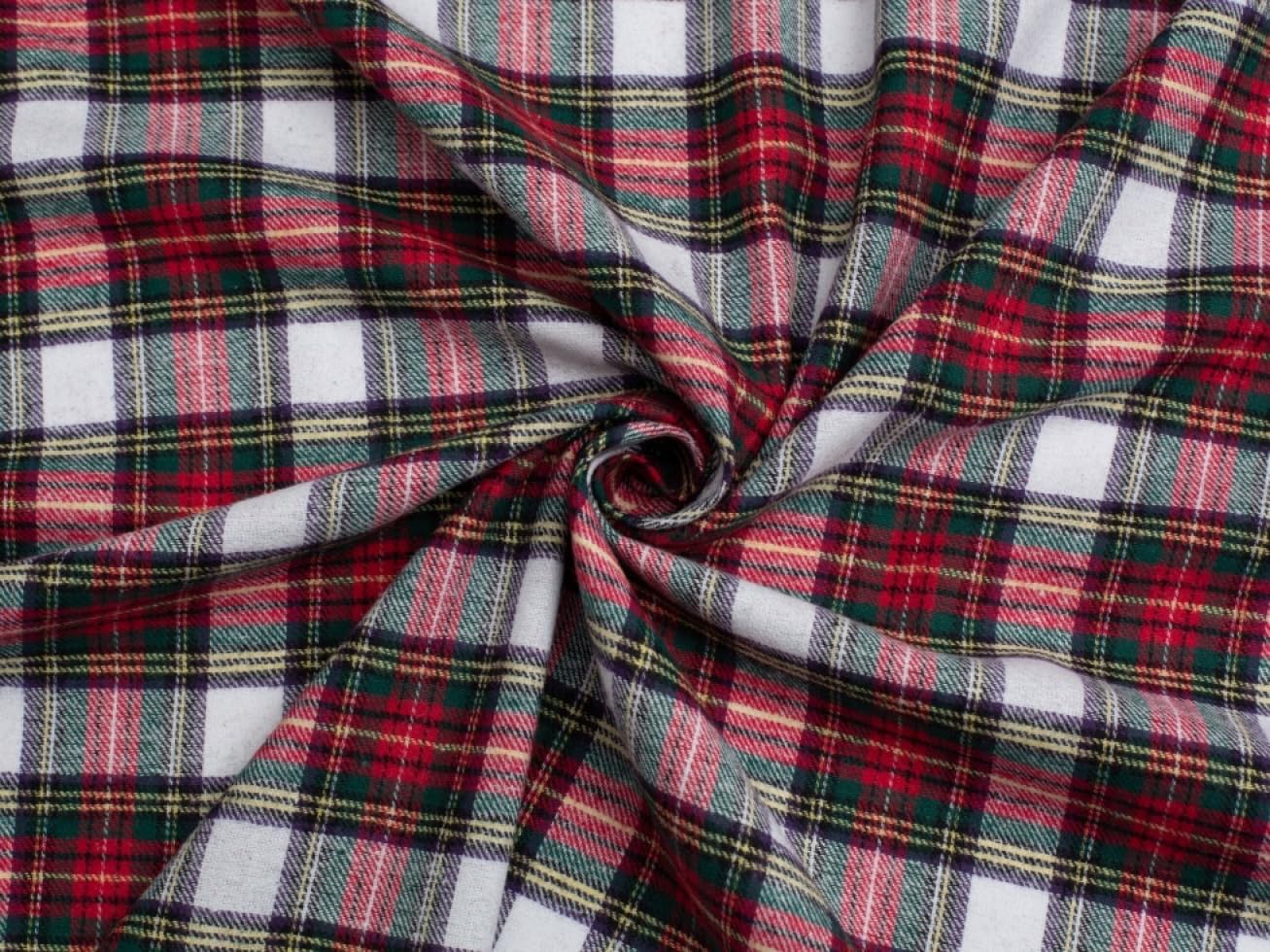 Minerva Brushed Cotton Flannel Fabric White & Red - per metre — image 1
