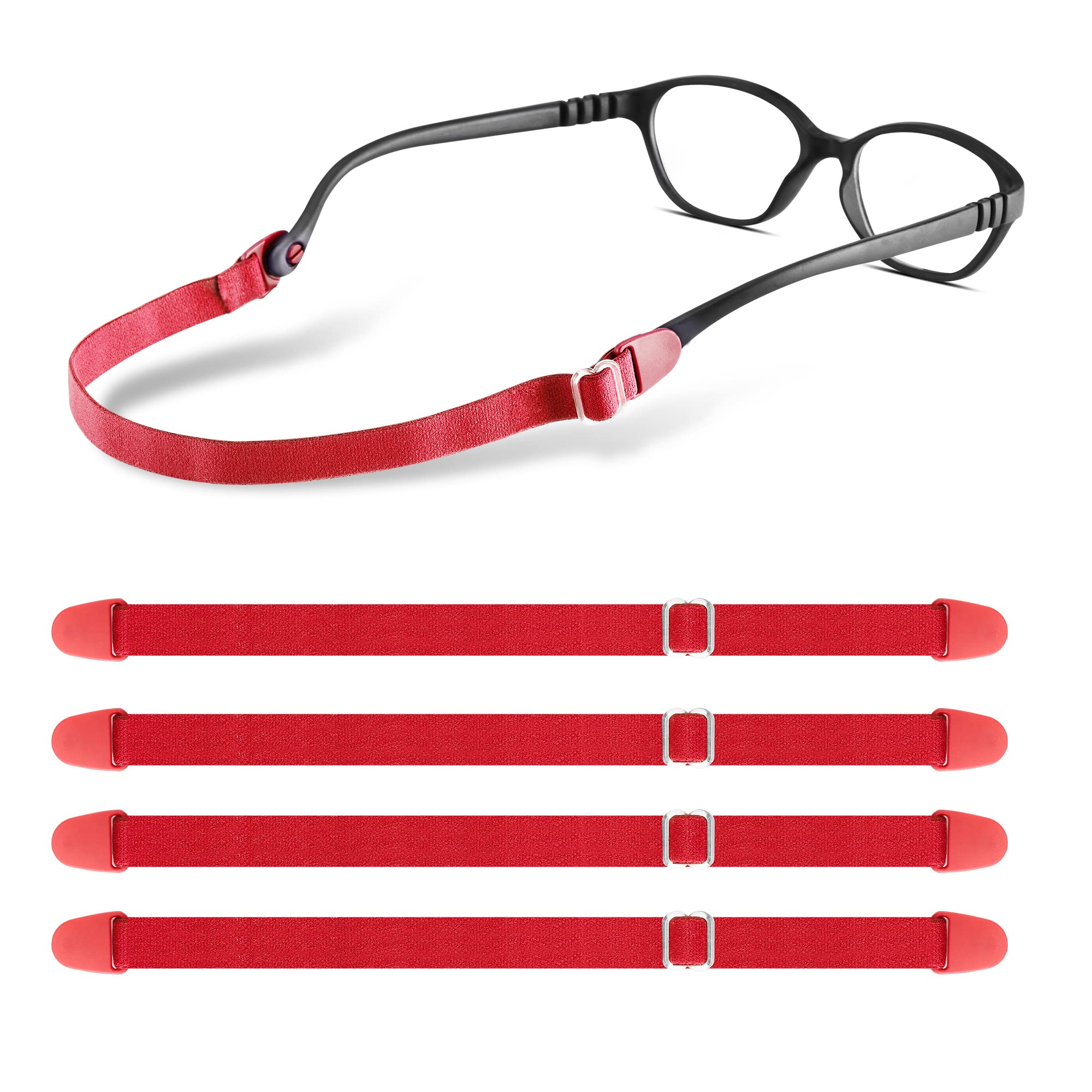 Kids Glasses Strap Adjustable Eyeglasses Strap Elastic Eyeglass Band Sports  Glasses Strap for Toddler Kids Boys Girls, 4pcs Red, S