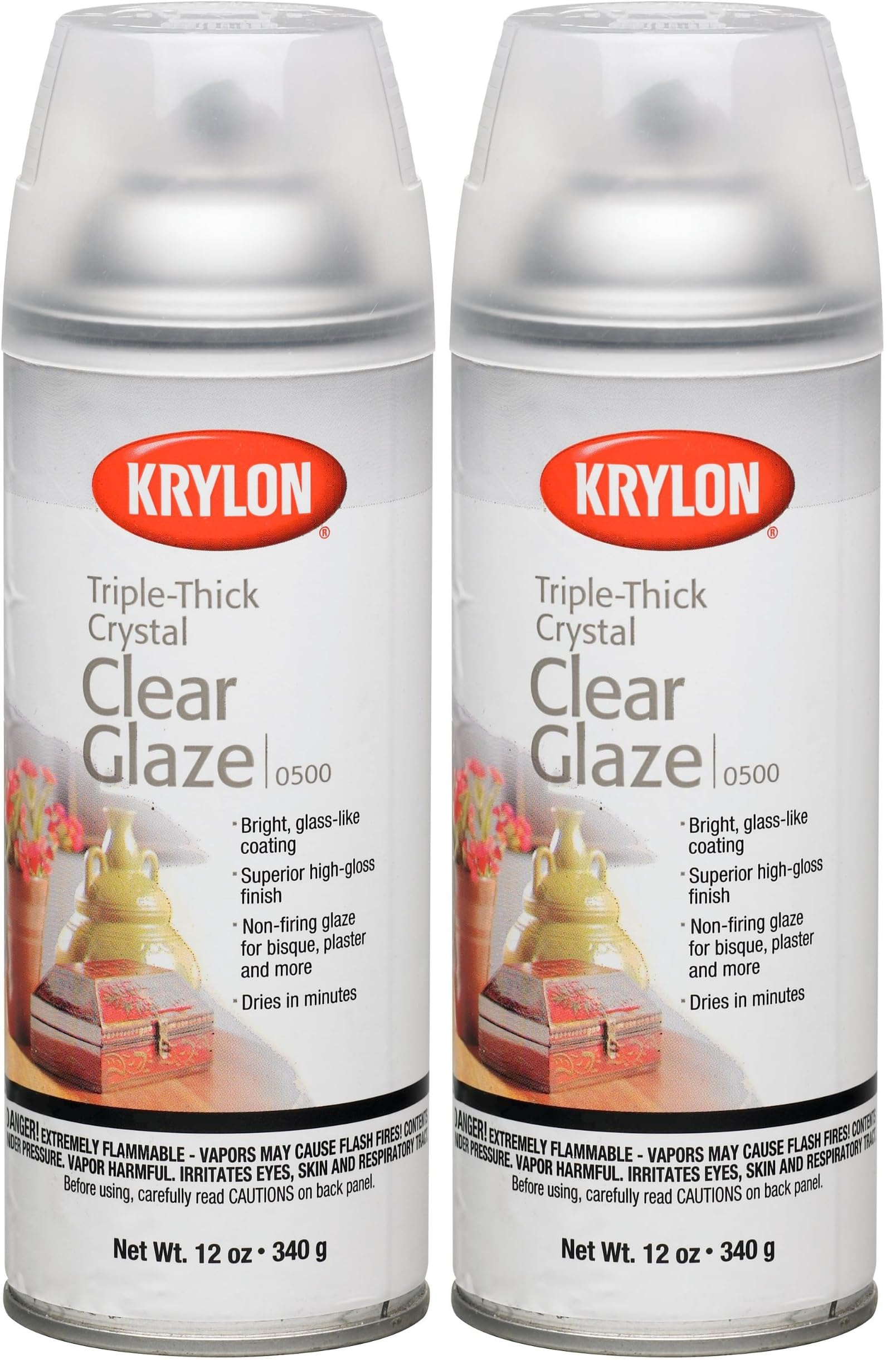 Krylon I00500A07 12-Ounce Triple Thick Clear Glaze Aerosol Spray,High-Gloss (Pack of 2)