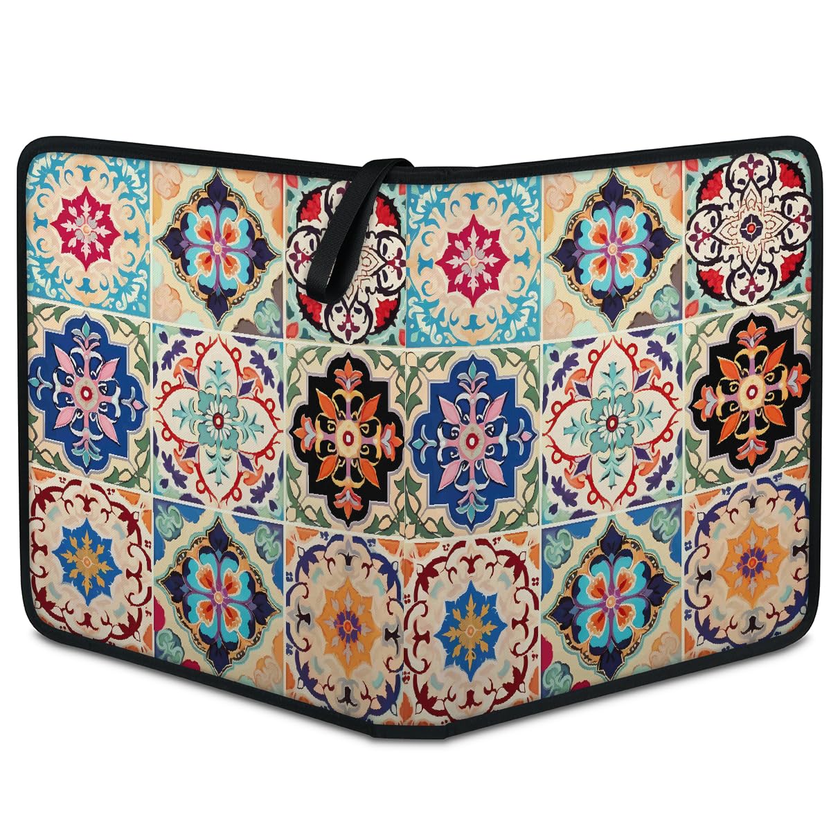Raccoglitore per carte collezionabili con 4 tasche, stile messicano, piastrelle in ceramica, stile bohémien, damascato, con maniche rimovibili, impermeabile, con cerniera, 50 pagine, capacità 400