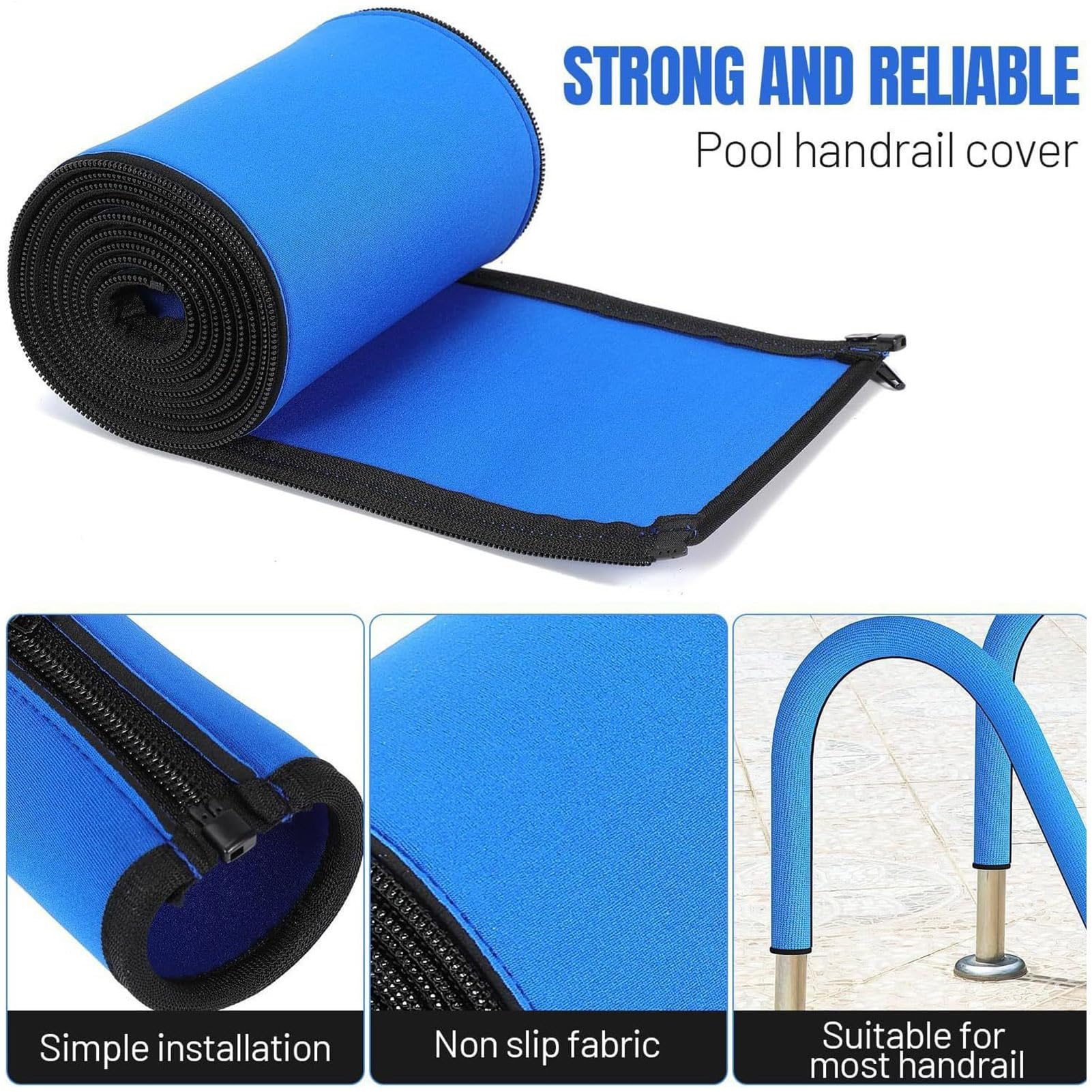 Cubierta para pasamanos de alberca, 4/6/8/10 pies, cubierta de pasamanos de piscina | antideslizante con cremallera | Protector de agarre de escalera duradero | Solución de seguridad