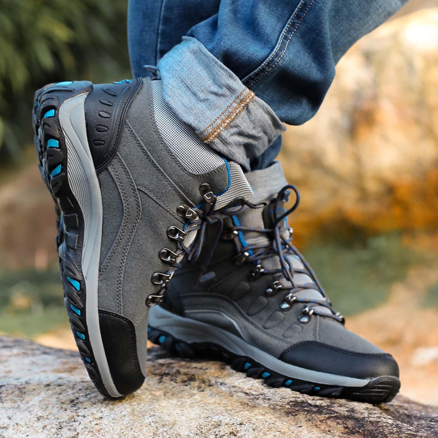 Men's Women's Non-slip Climbing Shoes Outdoor Hiking Travel Lace-up Boots Breathable Comfortable Walking Boots Rubber Outsole Non-slip Boots