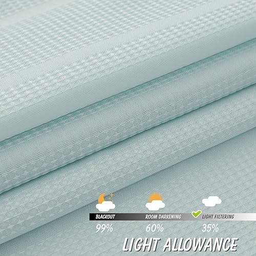 Miniatura 3 de Home Queen Cenefa de cortina de punto gofre para ventana de cocina y baño, cenefa recta, juego de 1, 60 x 15 pulgadas, color azul sólido