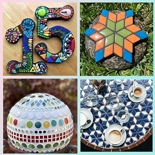 Miniatura 7 de Azulejos de mosaico de cerámica para manualidades, azulejos de mosaico de pétalos de colores surtidos de 7 onzas de cerámica para suministros de