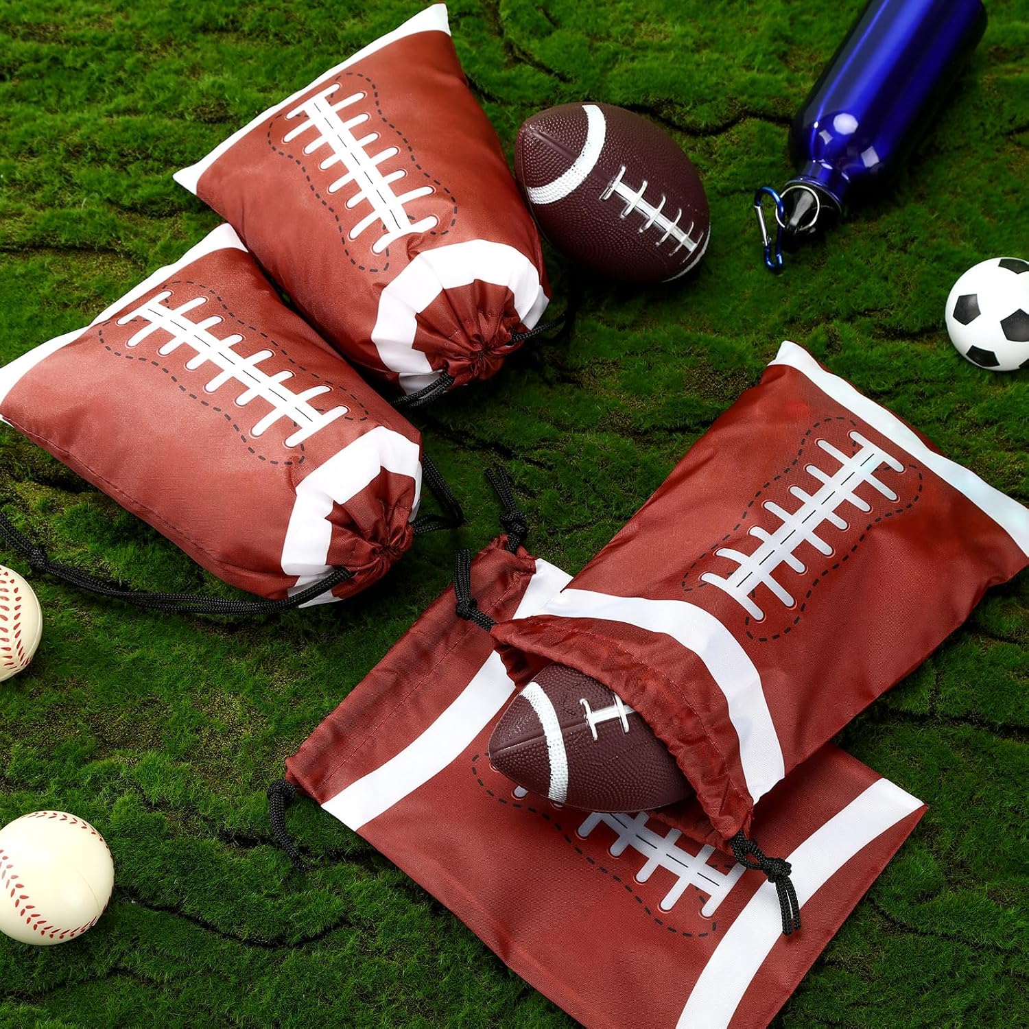 Berlune 24 Pieces Football Party Favors Drawstring Gift Bags 10 x 7 Inch Football Sports Goodie Bags Super Birthday Supplies Backpack Bulk Bowl for Gym Travel Party Storage Favors Supplies - Image 4