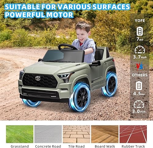 Miniatura 2 de YOFE - Vehículo eléctrico para niños de 12 V, con licencia Sequoia, auto para conducir con MP3Bluethoothluz LEDcontrol remoto parental para edades