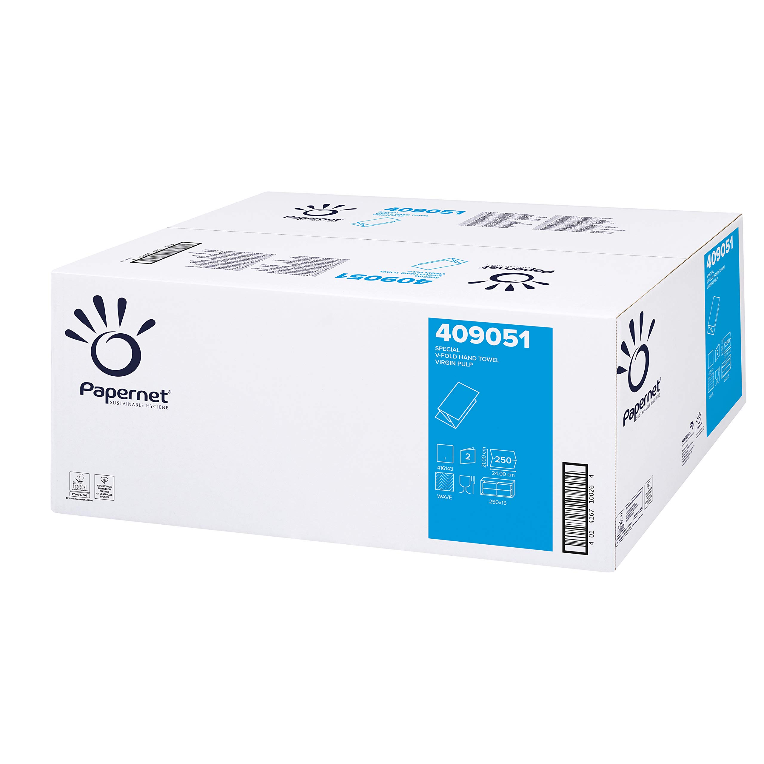Papernet Special V-Fold ręcznik składany biały 2-częściowy 21x24 cm 15x250 chusteczki celuloza