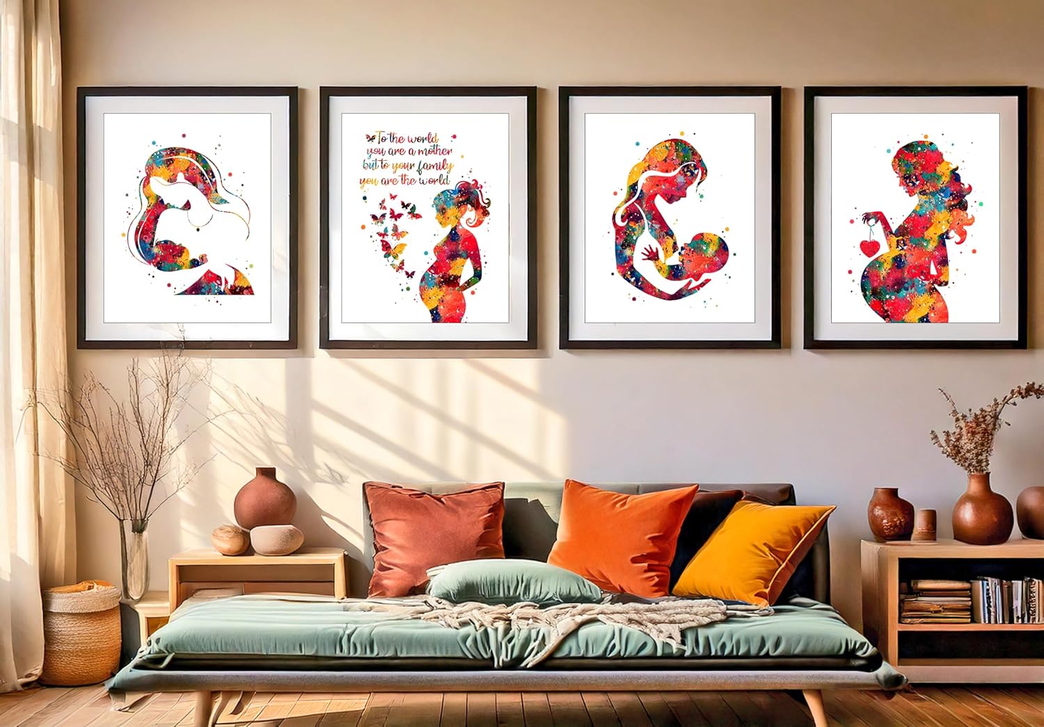 Watercolor Maternity Pregnancy Breastfeeding Baby Bond Illustration Art Print Set for OBGYN Clinic Display, Lactation Room Nursery Bedroom Office Mothers Space Wall Art, Young Mom Expectant Parent Midwife Gynecologist Baby Shower Mothers Day Graduation Gifts - 8x10 Unframed Print Set