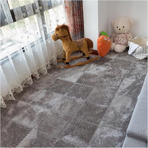 Tapete de juego de rompecabezas de 12 piezas, azulejos de alfombra de felpa entrelazados, azulejos cuadrados de espuma esponjosa, alfombras de área