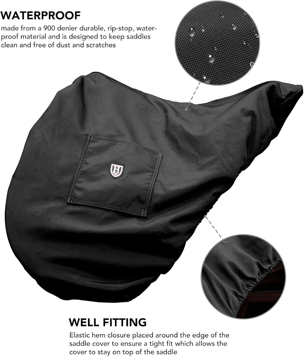 Harrison Howard Premium Waterproof/Breathable Fleece-Lined Saddle Cover Mars Black : Pet Supplies