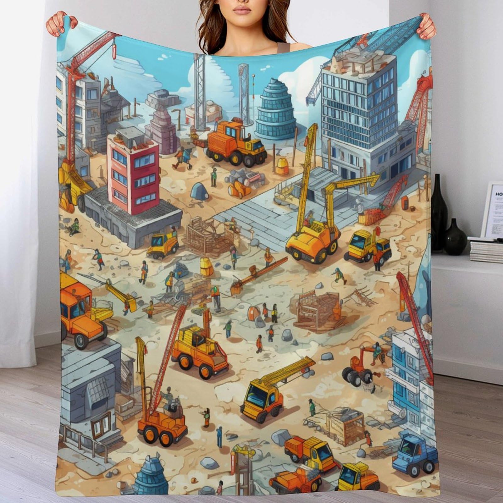 Manta de franela suave de construcción que no pesa para niños