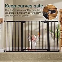 Vista 5 de Cumbor Puerta para bebés de 29.7 a 54.2 pulgadas de ancho para escaleras, puerta para perros con cierre automático de los premios Mom's Choice Negro