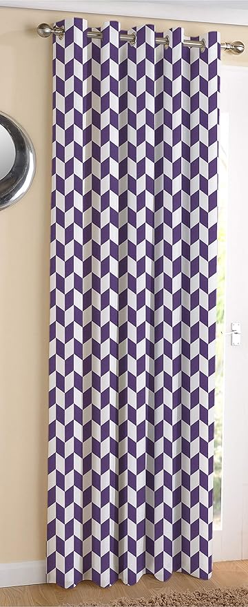 AIRWILL Cotton Classic Diamond Purple Designed Blackout and Room Darkening 5ft Window Curtains Pack of 1 pc. (Printed - Purple)