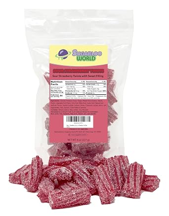 Strawberry Licorice Twist 8 oz, Sweet Sour Candy - Red Licorice from Sweden, No Artificial Colors Candy