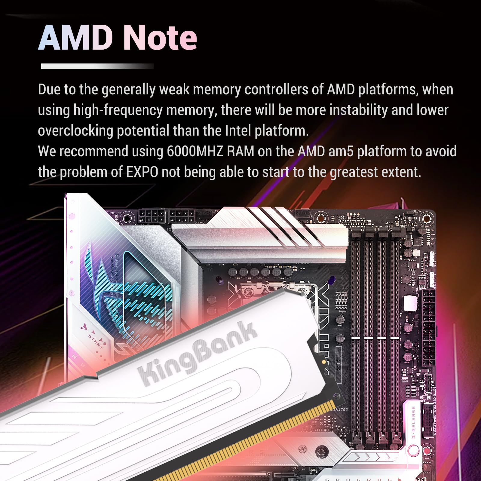 Computer Memory Ram Hynix A-die KingBank DDR5 32GB(2x16GB) 6000MHz