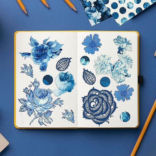 Miniatura 2 de GLKTOPO Papel de álbum de recortes con patrón floral de acuarela azul, 24 hojas de cartulina de doble cara de 12 x 12 pulgadas, papel decorativo