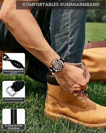 MEGALITH Men's Watches Large Chronograph: Analogue Waterproof Watch Rubber Band with Date Luminous – Stylish Gifts for Sporty Men Anniversary Birthday