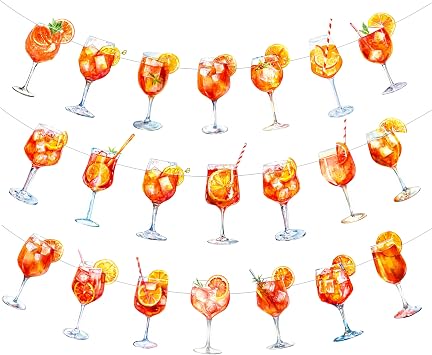 Margarita Party Decoration 3pcs Orange Citrus Cocktail Party Banners Aperol Spritz Bar Theme Banners Garlands for Cocktail Bachelorette Party Bridal Shower Engagement Wedding Supplies