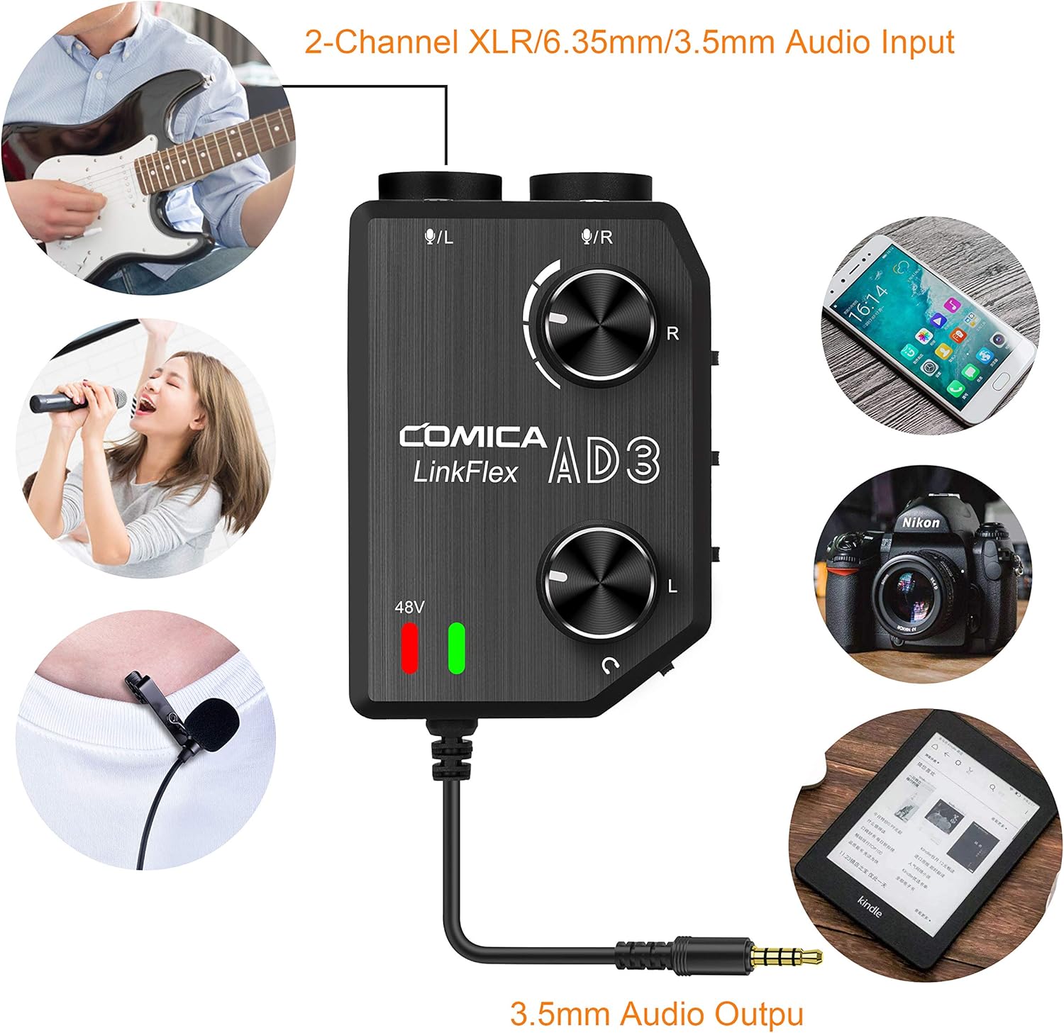 Bеѕt Quаlіtу 🔥 COMICA LINKFLEX.AD3 2-Channel XLR/3.5mm/6.35mm Microphone Audio Mixer Preamp with Phantom Power, Guitar Audio Interface Microphone for DSLR Cameras Camcorders iPhone iPad Mac and Android Smartphones 🔥 COMICA LINKFLEX.AD3 2-Channel XLR/3.5mm/6.35mm Microphone Audio Mixer Preamp with Phantom Power, Guitar Audio Interface Microphone for DSLR Cameras Camcorders iPhone iPad Mac and Android Smartphones