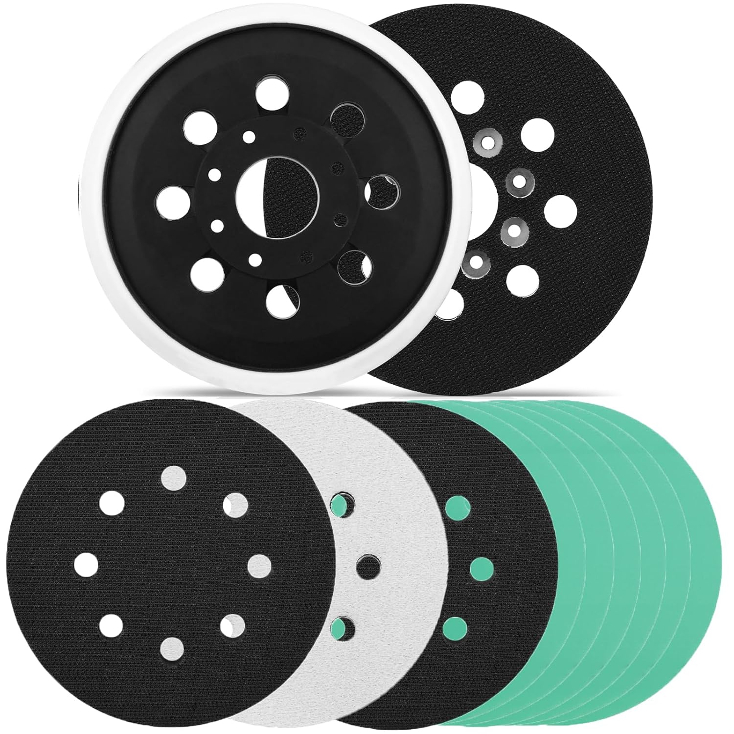 5 Inch 8 Hole Orbital Sander Pad for Bosch RS034 & RS035 2 Pack & Sander Foam Pad 3PCS & Festool Sandpapers 6 PCS