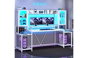 SEDETA Gaming Desk 74.8" with LED Lights for Enhanced Living Room Ambiance