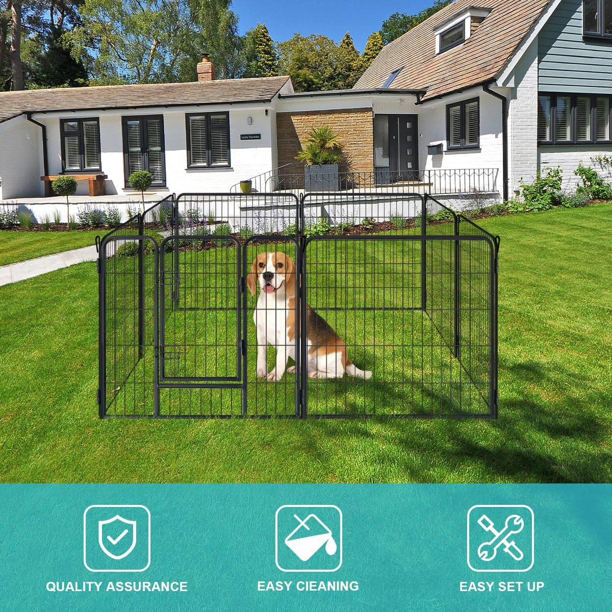 Polar Aurora Dog Playpen Dog Pen Fences for Indoor Use,8 Panels 32" Height Metal Puppy/Medium Dog Pen Outdoor for RV,Camping,Yard
