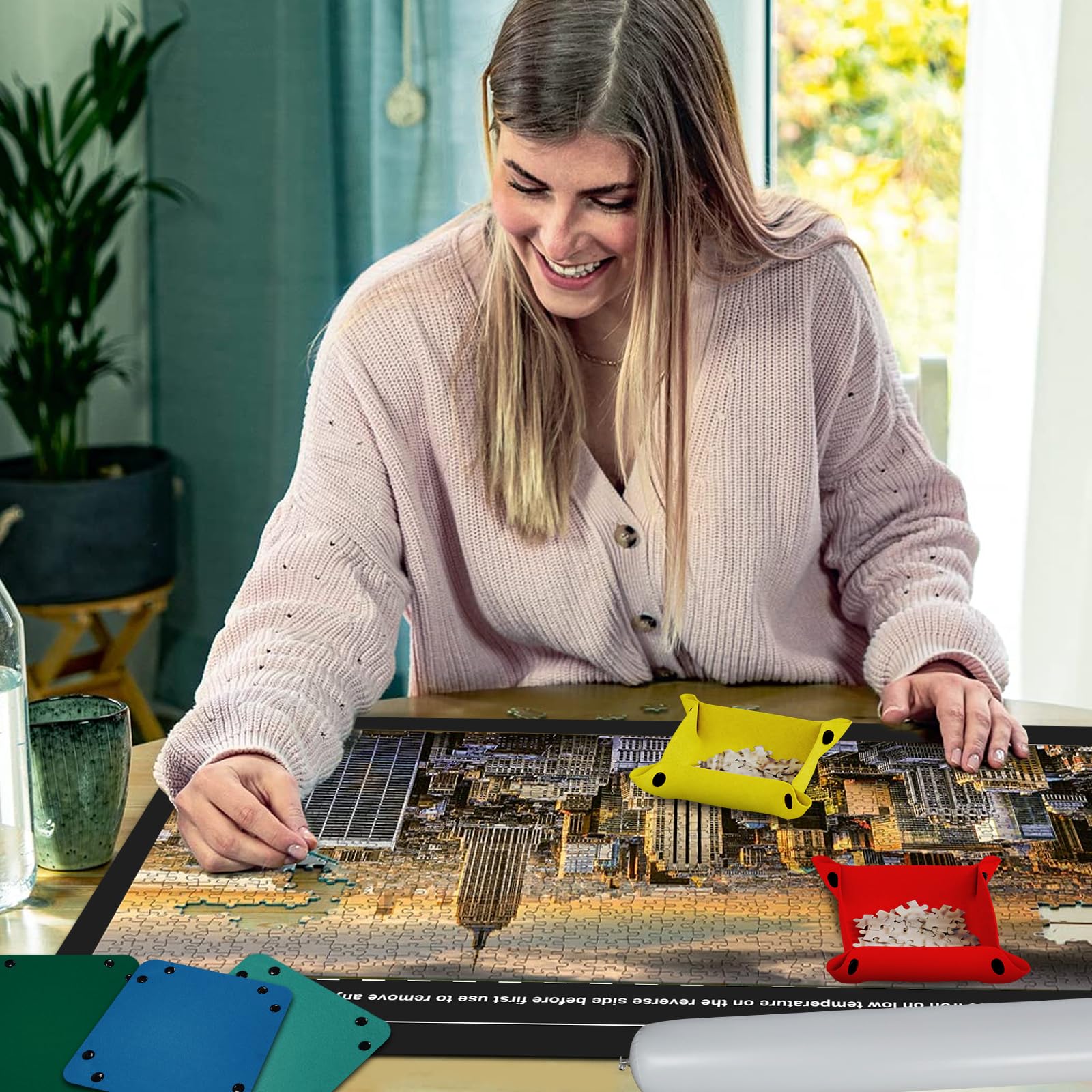 MOZOOSON Tapete Puzzle, Puzzle Mat Roll para Puzzle 1000 1500 Piezas para Adultos Niños, Fieltro Puzzles Tapete, Jigsaw Puzzle Roll Pad, Accesorio para Guardar los Puzzles