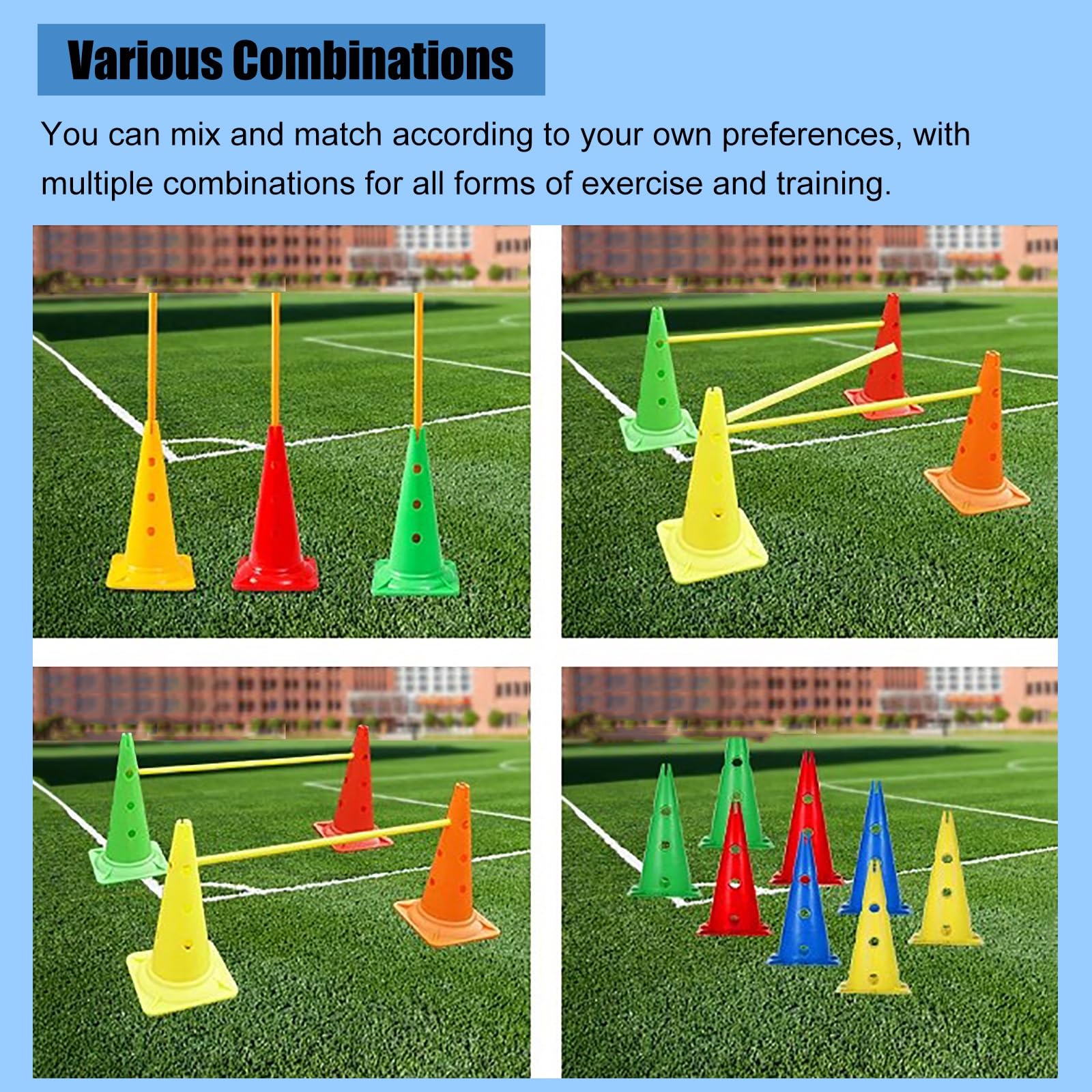 Slalomstangen Agility-Ausrüstung Agility-Trainingsset mit Kegeln for Spieler, Mehrzweck-Hürdenausrüstung, Schulübungsausrüstung, for Speed-Agility-Übungen und unterhaltsame Wettbewerbe(38cm Square Bas