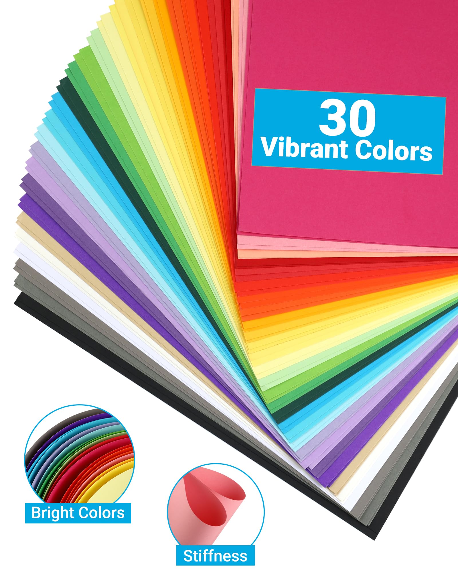 Cartoncini Colorati A4 230 g/m² 30 Colori 60 Fogli per Scrapbooking Scuola Ufficio