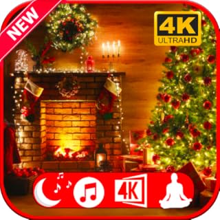 Best Relaxing ❤️ Burning Fireplace🔥🔥 4K Christmas Music 🎅🏾 with Fireplace crackling sound 🌟 🎼