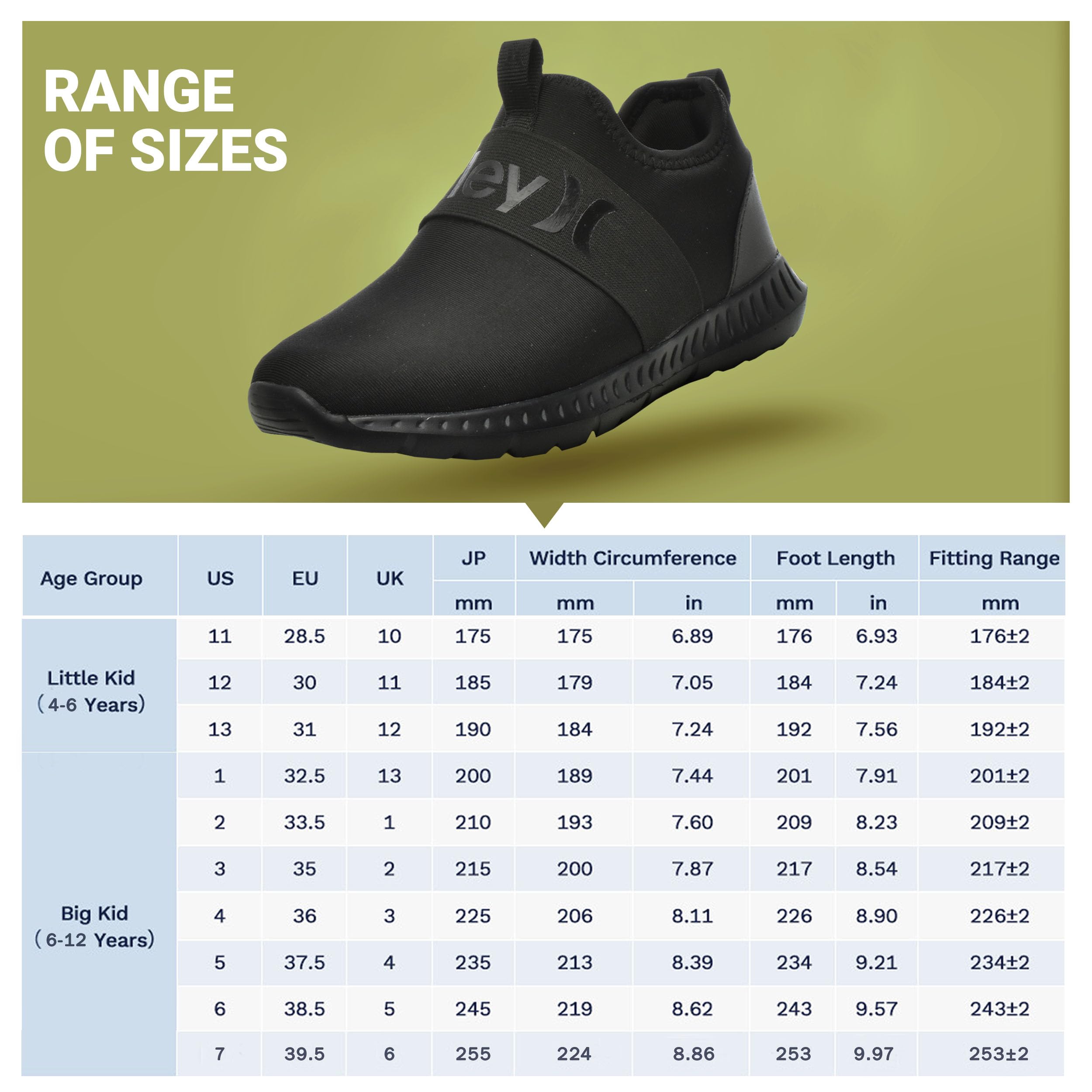 Hurley Camby - Scarpe da ginnastica leggere senza lacci, per camminare, basket, tennis, da corsa, traspiranti, per ragazzi e ragazze, con soletta imbottita e suola in gomma antiscivolo