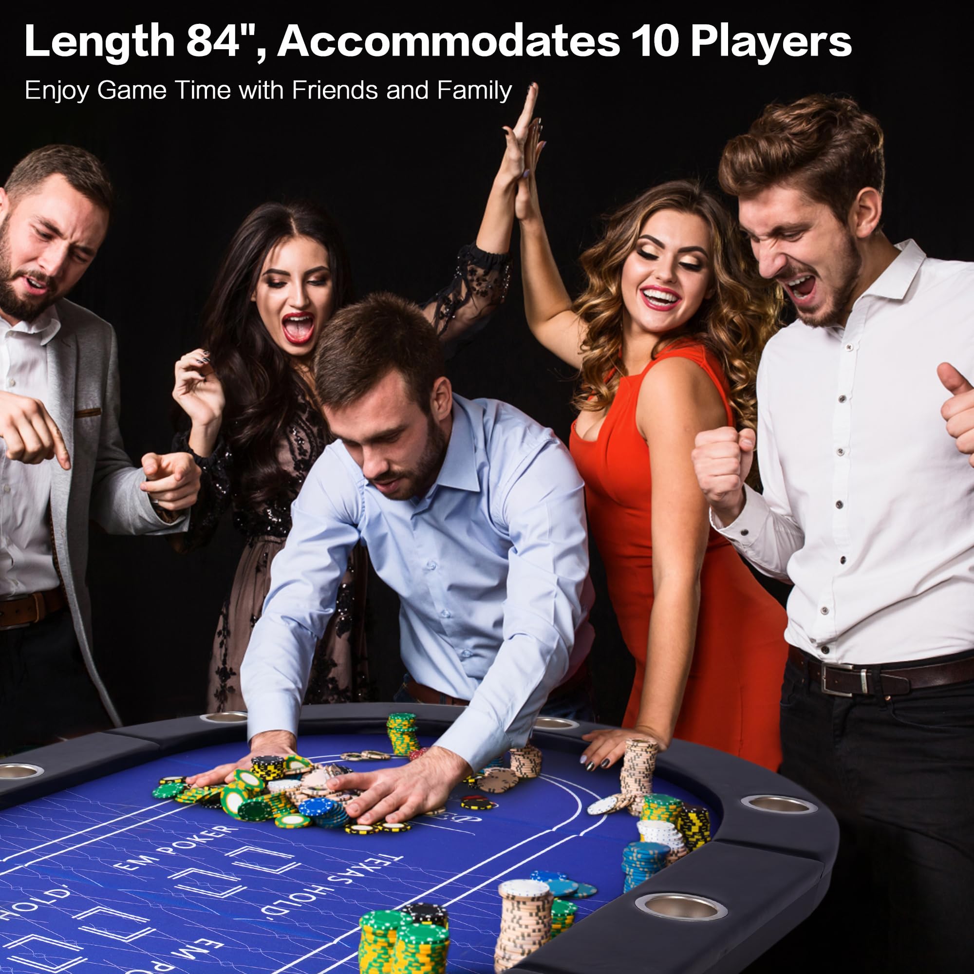 RAYKEEP 10 Player Poker Table Foldable, 84