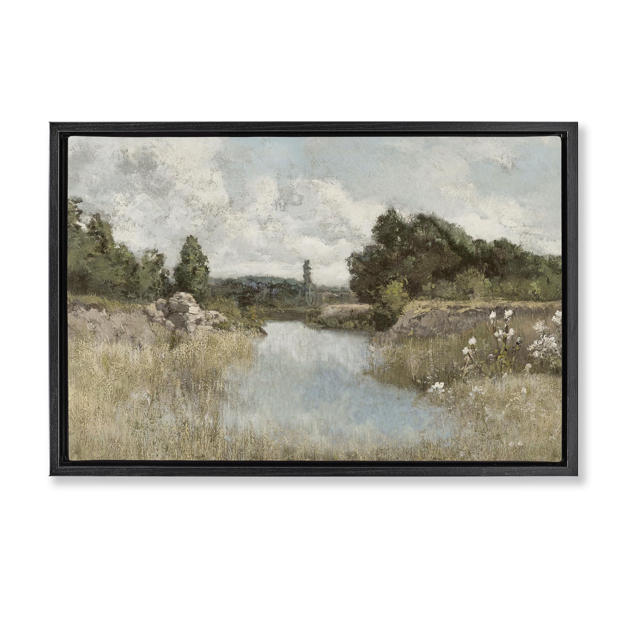 Tranquil Dawn Shoreline Landscape, 16 x 24 Inch Canvas in Floater Frame